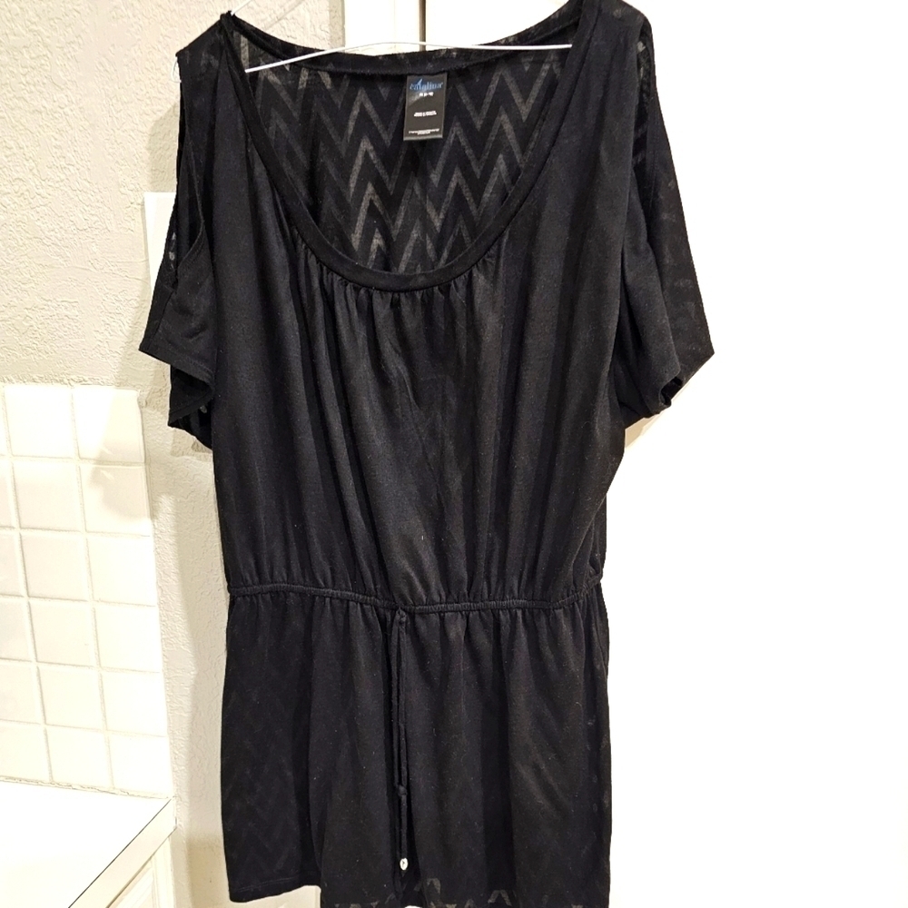 Catalina swim coverup drawstring Waist Short Open Sleeve Roomy Medium..EUC